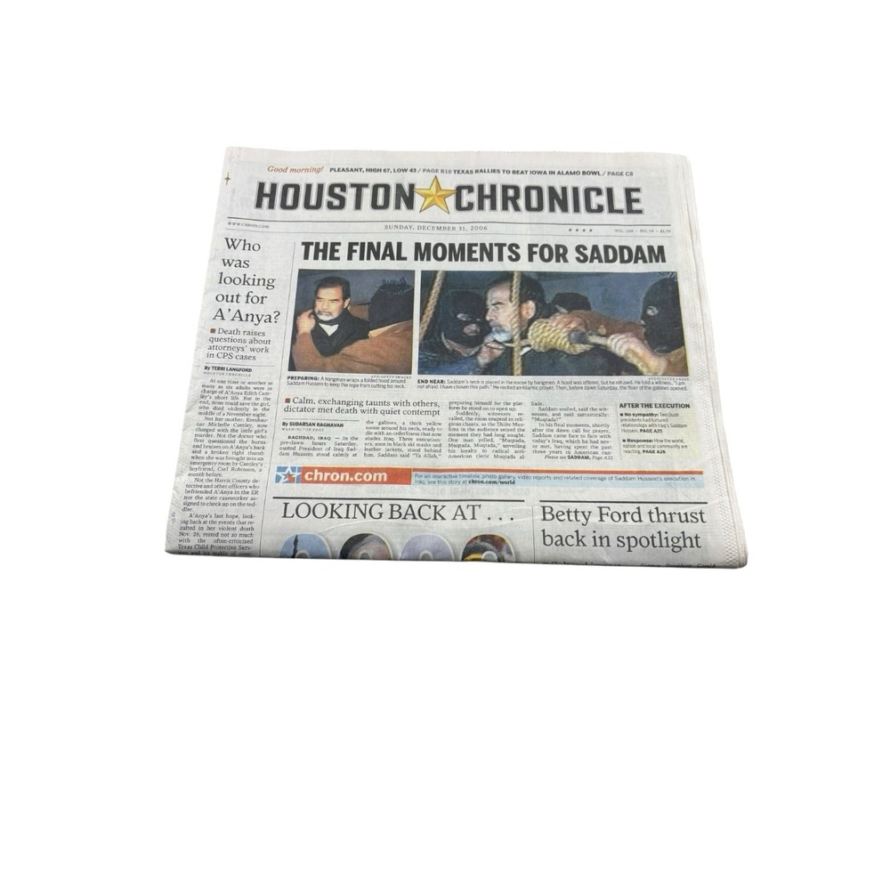 Houston Chronicle Dec 31 2006 Saddam‎ Hussein Execution Full Newspaper